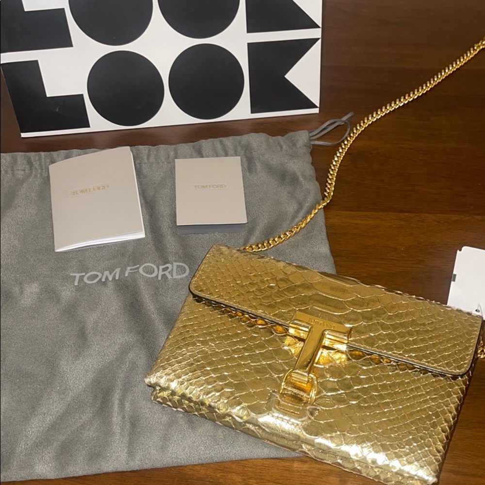 $3000 Tom Ford Mini Monarch Gold Python - image 2